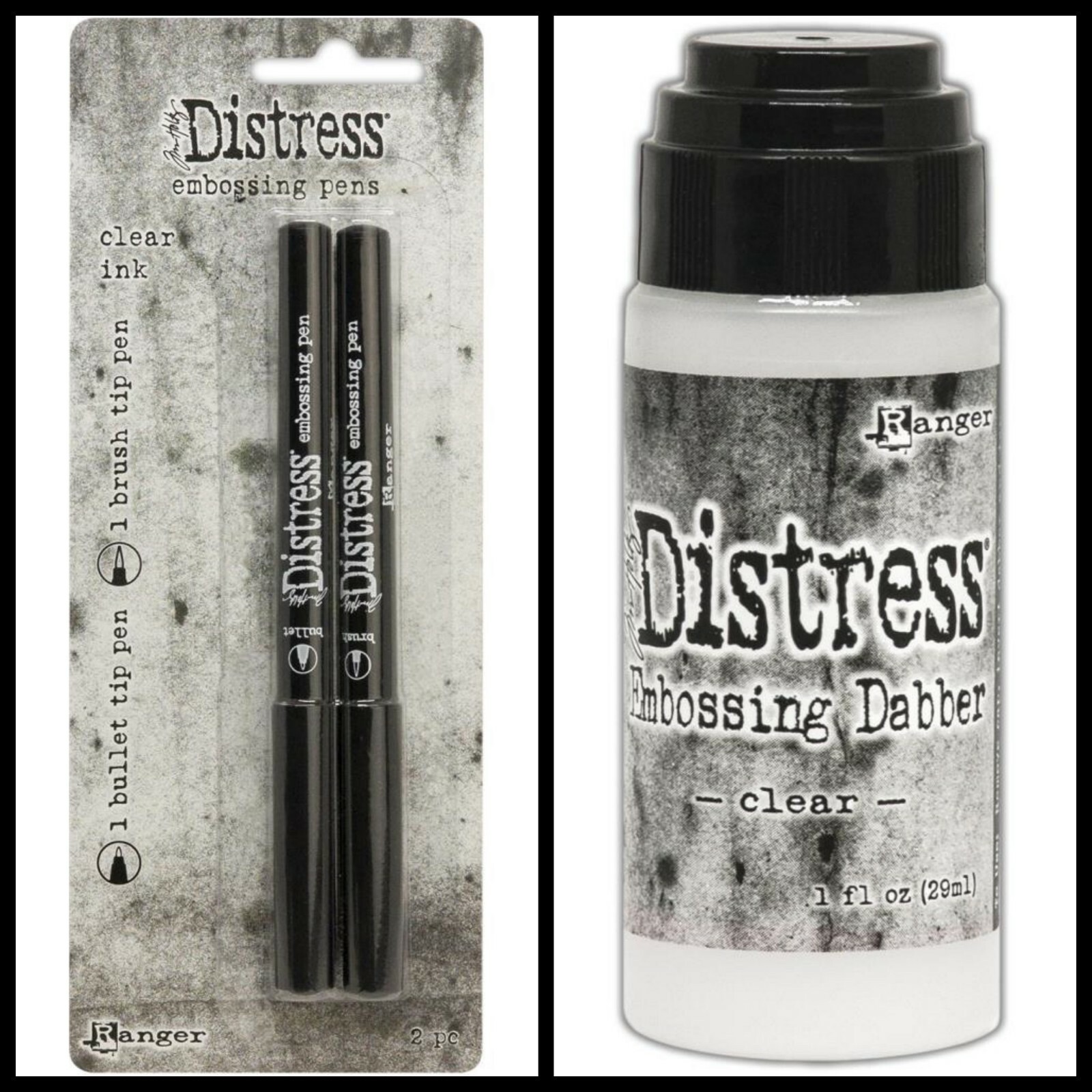 Ranger Tim Holtz Distress Clear Embossing Pens (2 pens/pack) & Emboss Dabber Ink