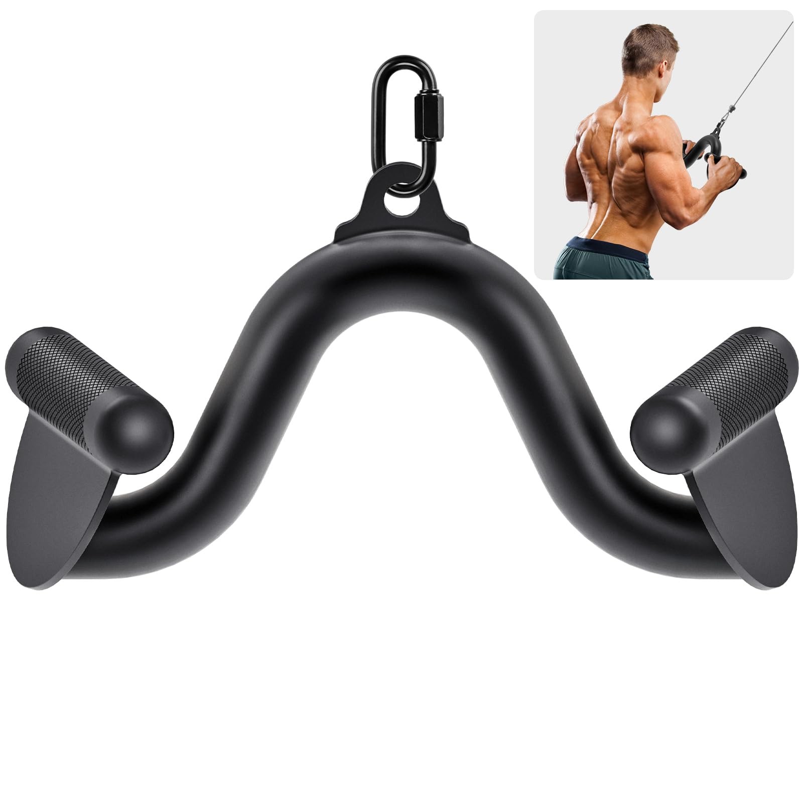 12" LAT Pull Down Bars Cable Machine Attachment, Rowing T-bar V-bar Set, Back...