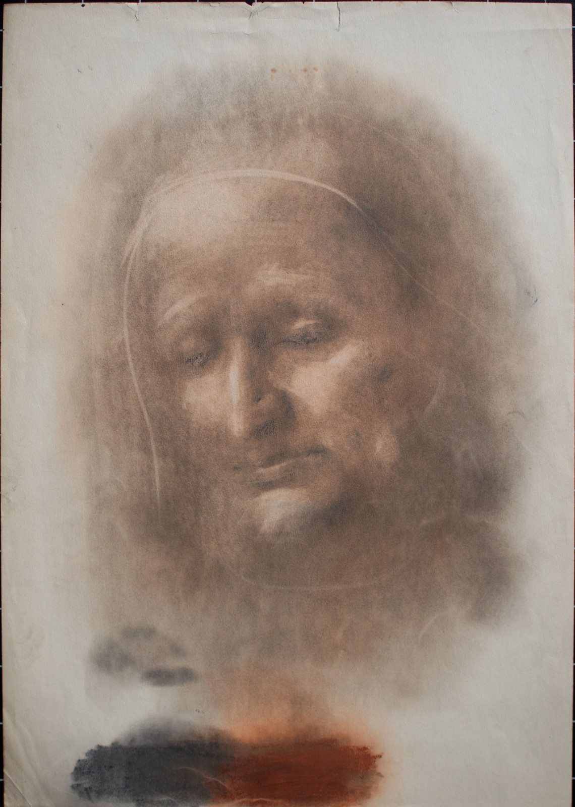 Willi Schmid male portrait head study Munich Secession unique pastel