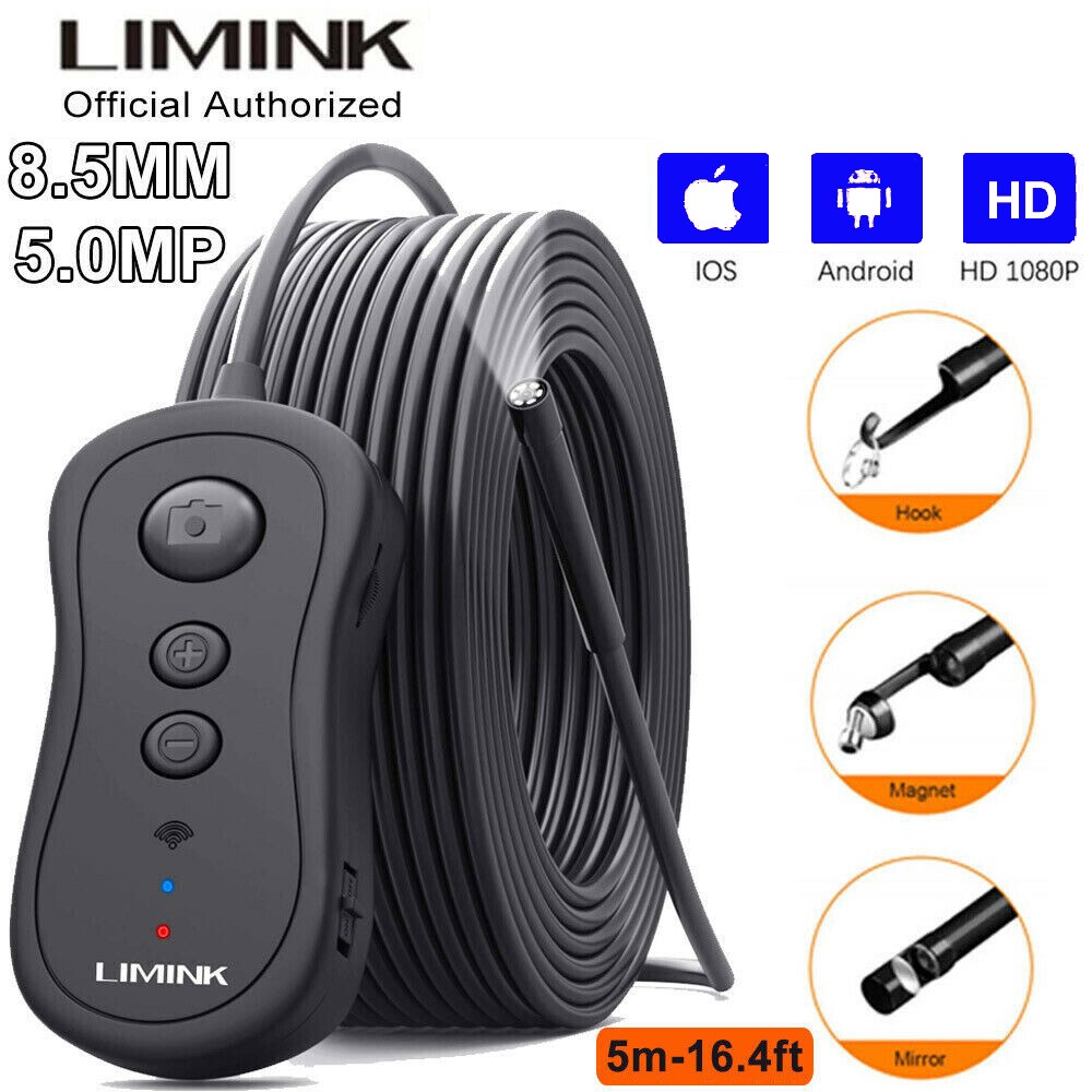 6LED USB Snake Endoscope Borescope HD Inspection Camera Scope 5M 8.5mm WiFi