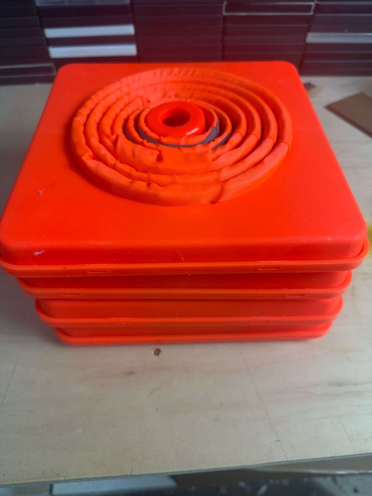 Lot of 4 Collapsible Traffic Safety Cones 18" Reflective Orange Pop-Up Cones