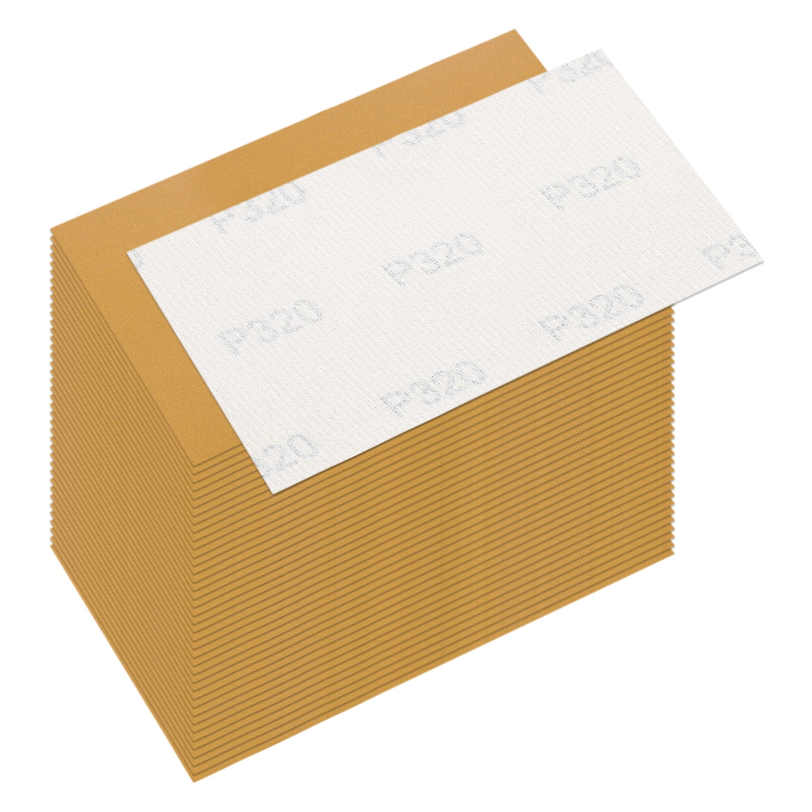 40 Pcs 320 Grit Dry Sandpapers, 2.75 x 5 Inch Sand Papers, Gold