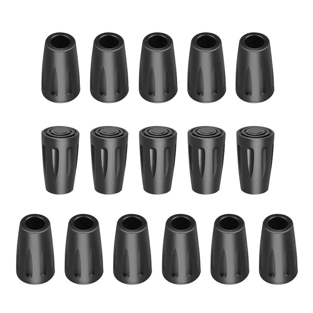 16 Pack Rubber Tips for Walking Sticks, Trekking Pole Replacement, Protectors