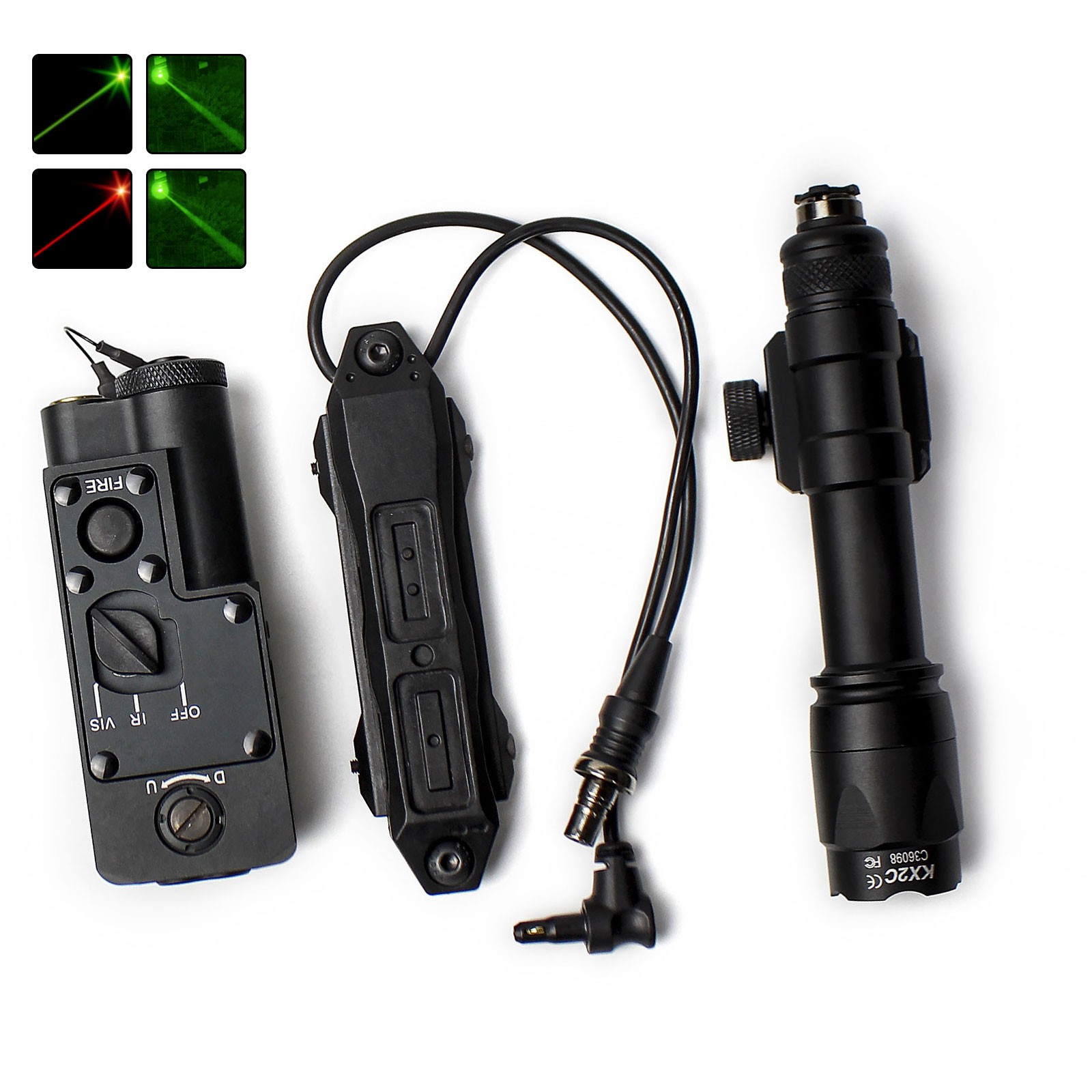 Metal CQBL-1 IR Red/Green Aiming Laser M600C Light w/ SF Crane Plug Light Switch