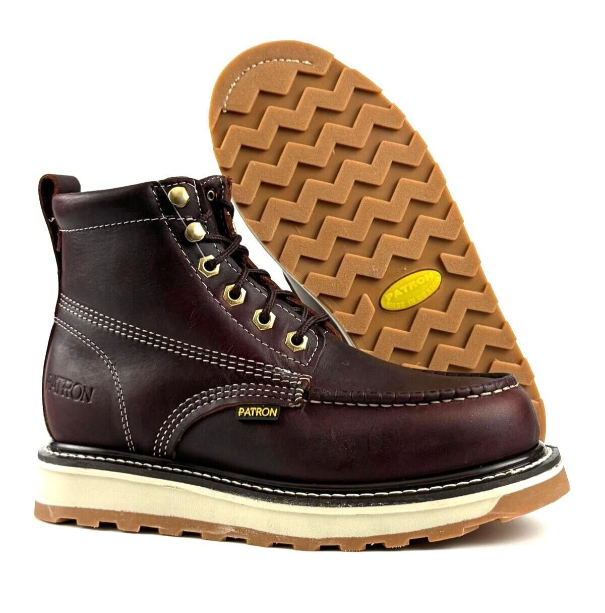 MENS WORK BOOTS MOC TOE GENIUNE LEATHER GOODYEAR WELT SOFT TOE BOTAS DE TRABAJO