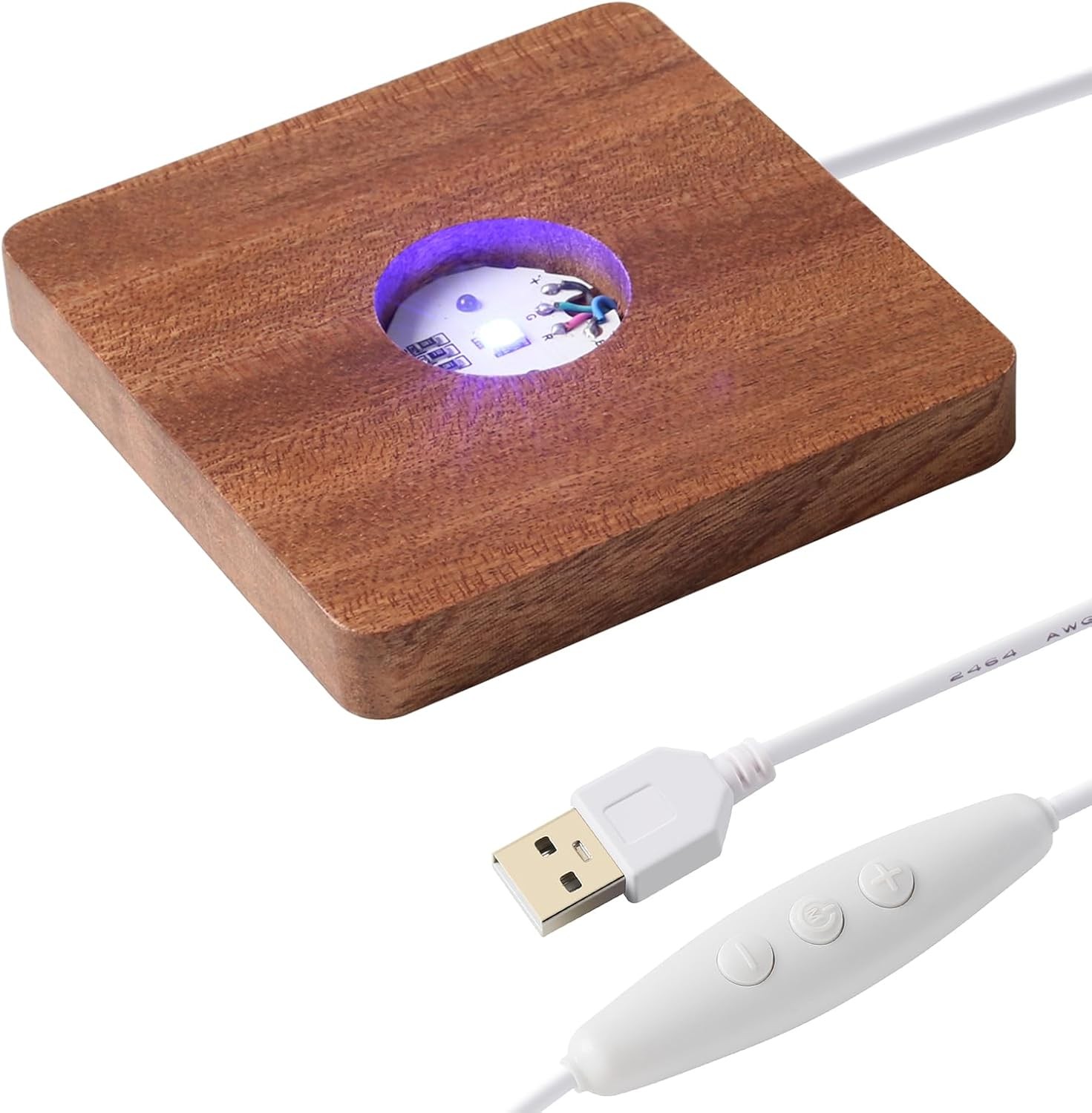 IFOLAINA LED Wood Light Base for Crystal Glass Art Crystal Sphere Holder Wooden