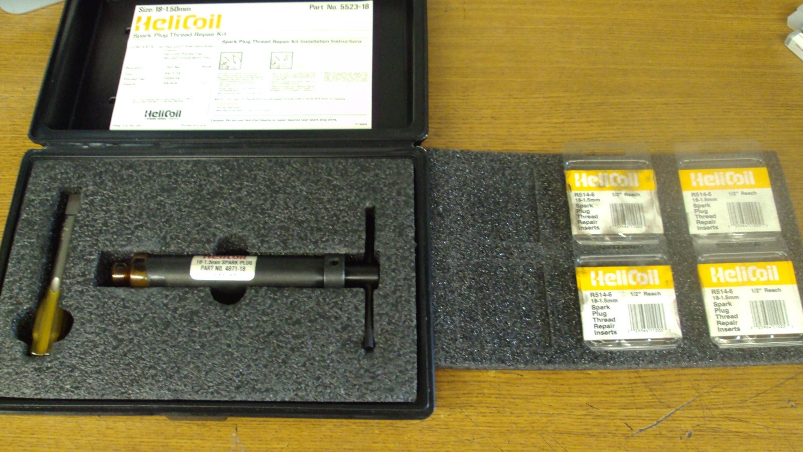 HeliCoil Tools 5523-18 18-1.5mm Spark Plug Thread Repair Kit BIN 484