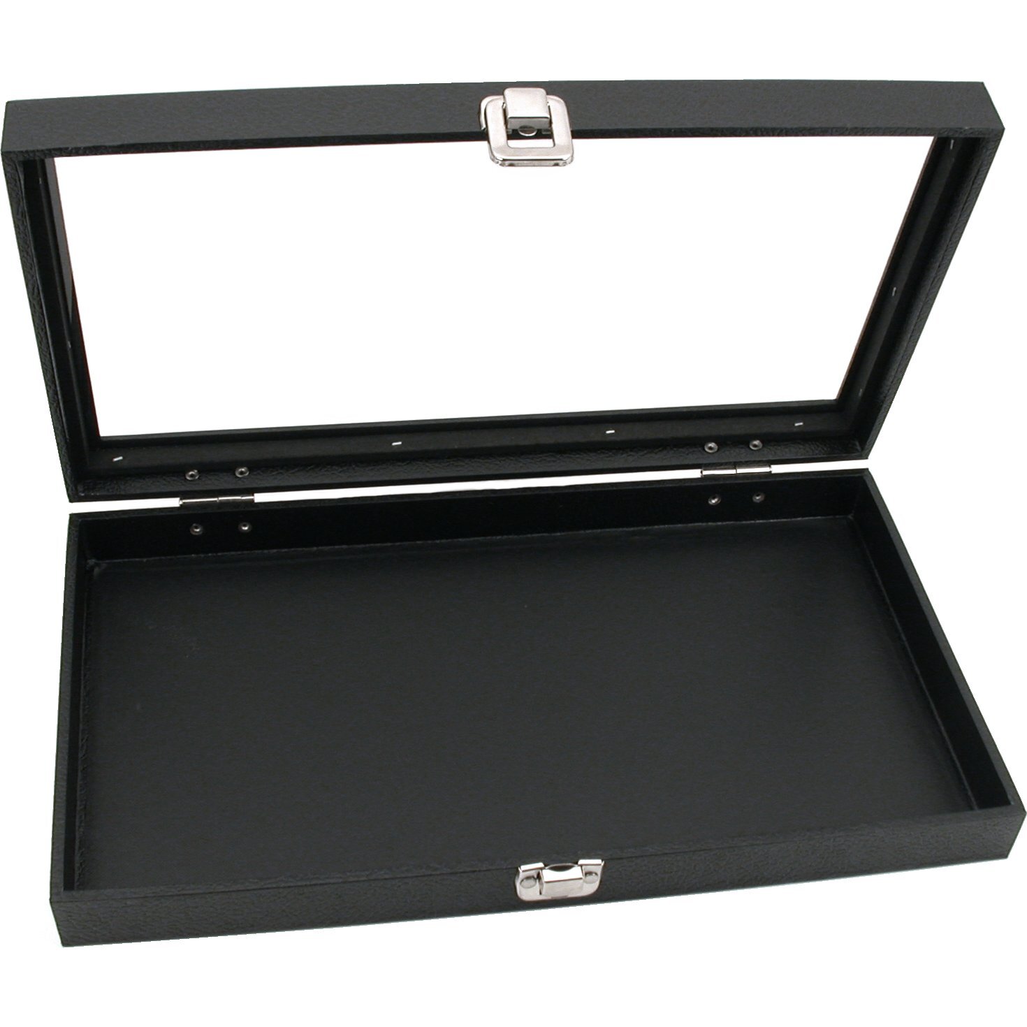 Glass Top Display Case Box White 18 Slot Insert