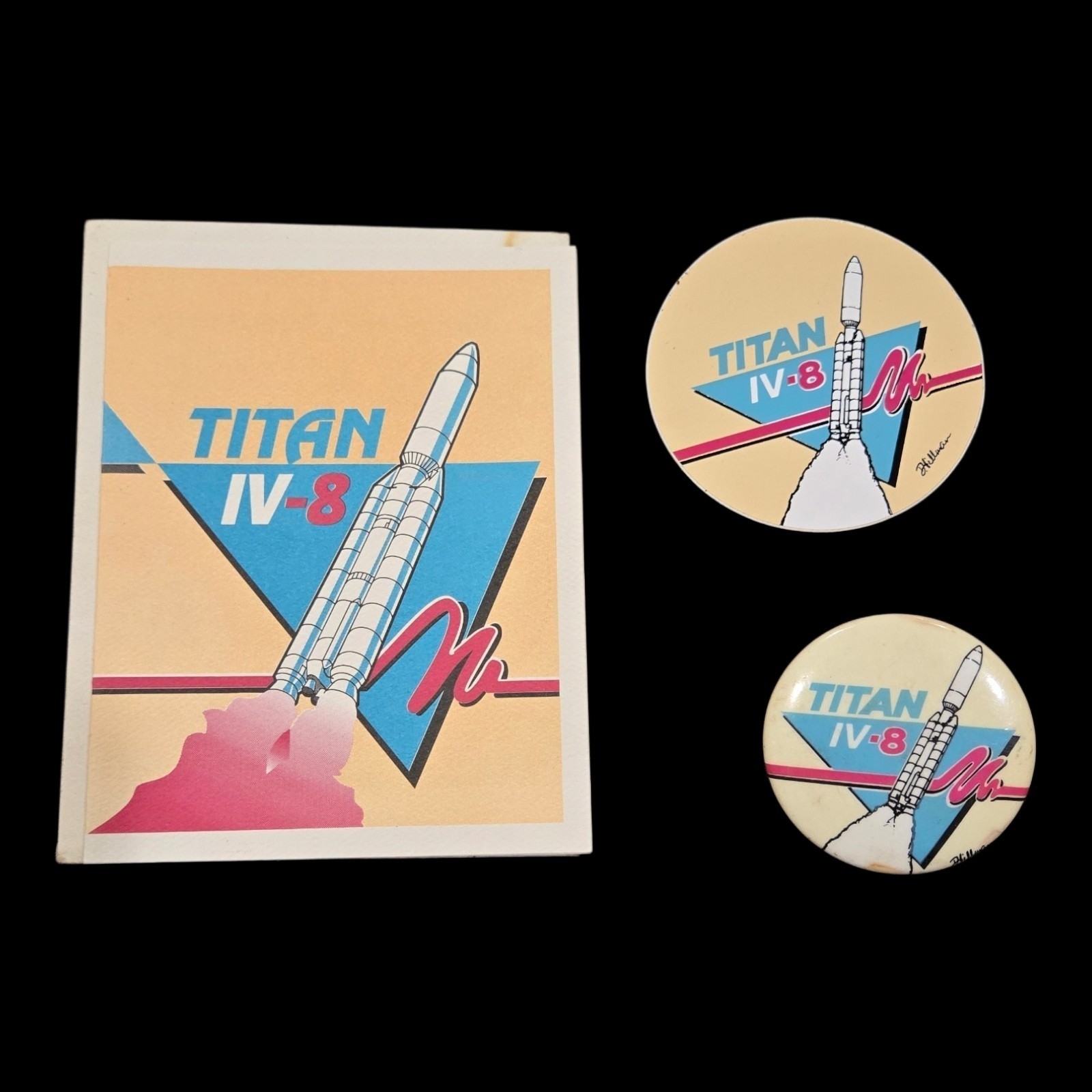 Titan IV-8  Space Program  Lot w/ Titan IV-8 Sticker, Card & Pinback