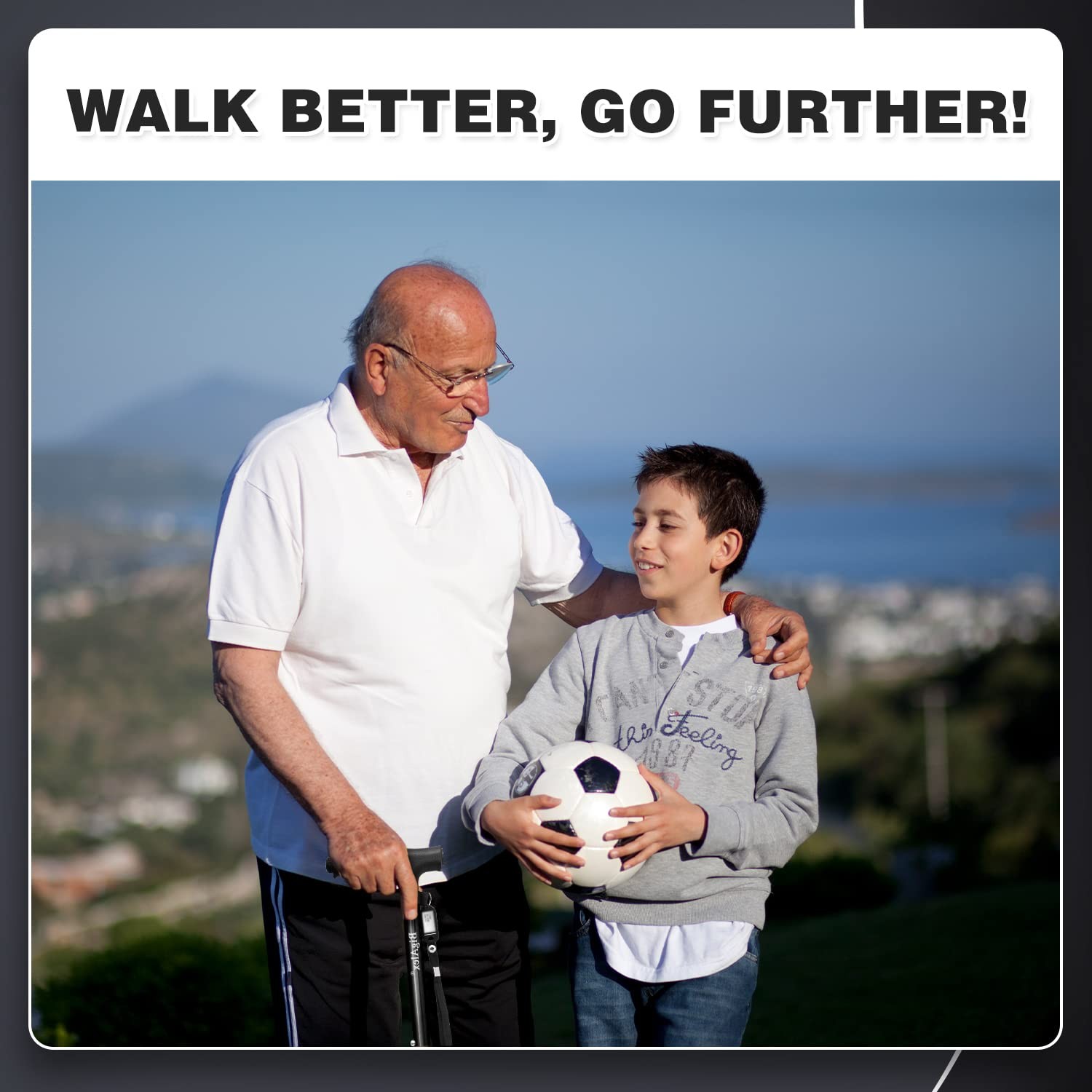 Folding Walking Cane with LED Light,Pivoting Quad Base,Adjustable Walking Sti...