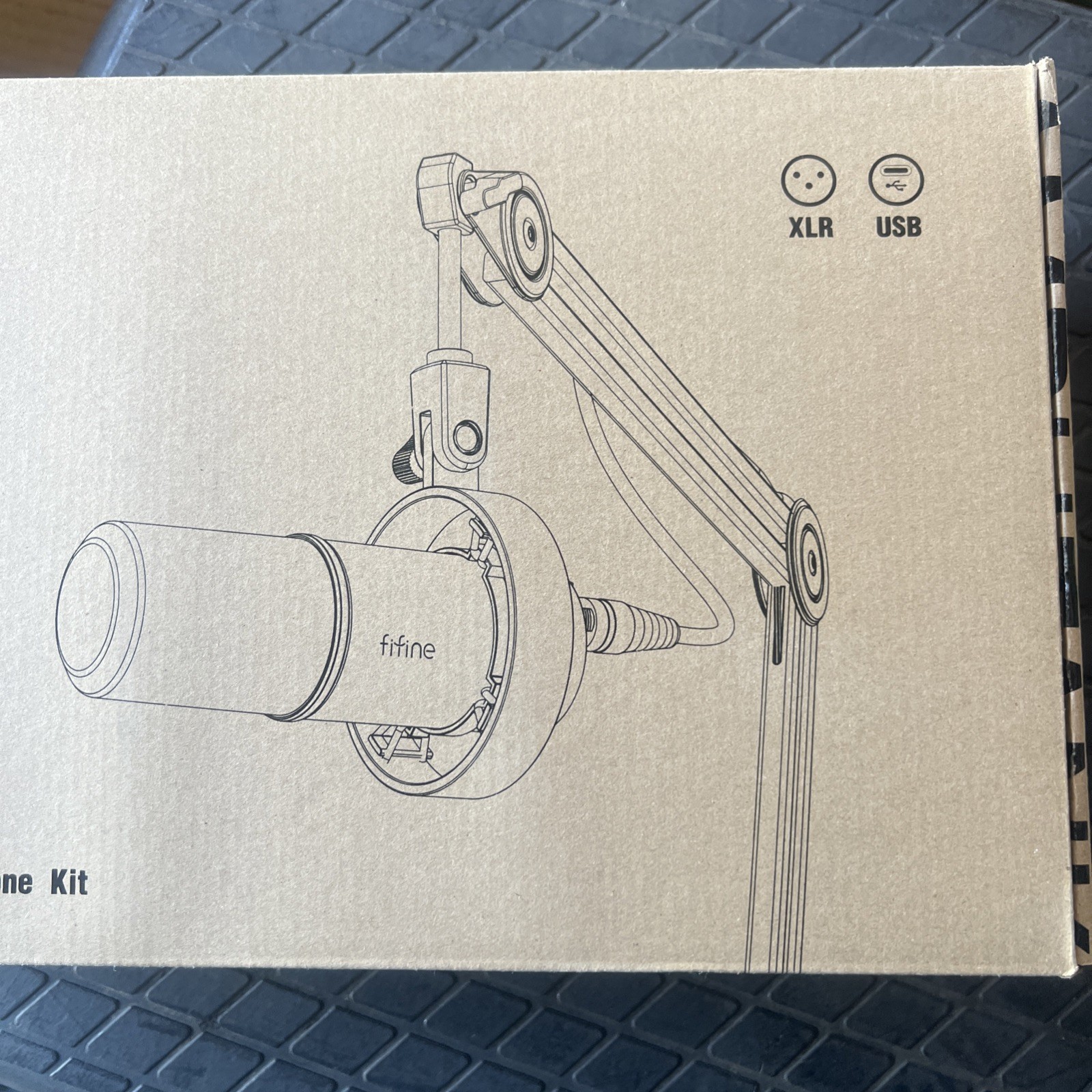 FIFINE K688T Podcast Microphone Kit, USB/XLR Dynamic Microphone with Boom Arm