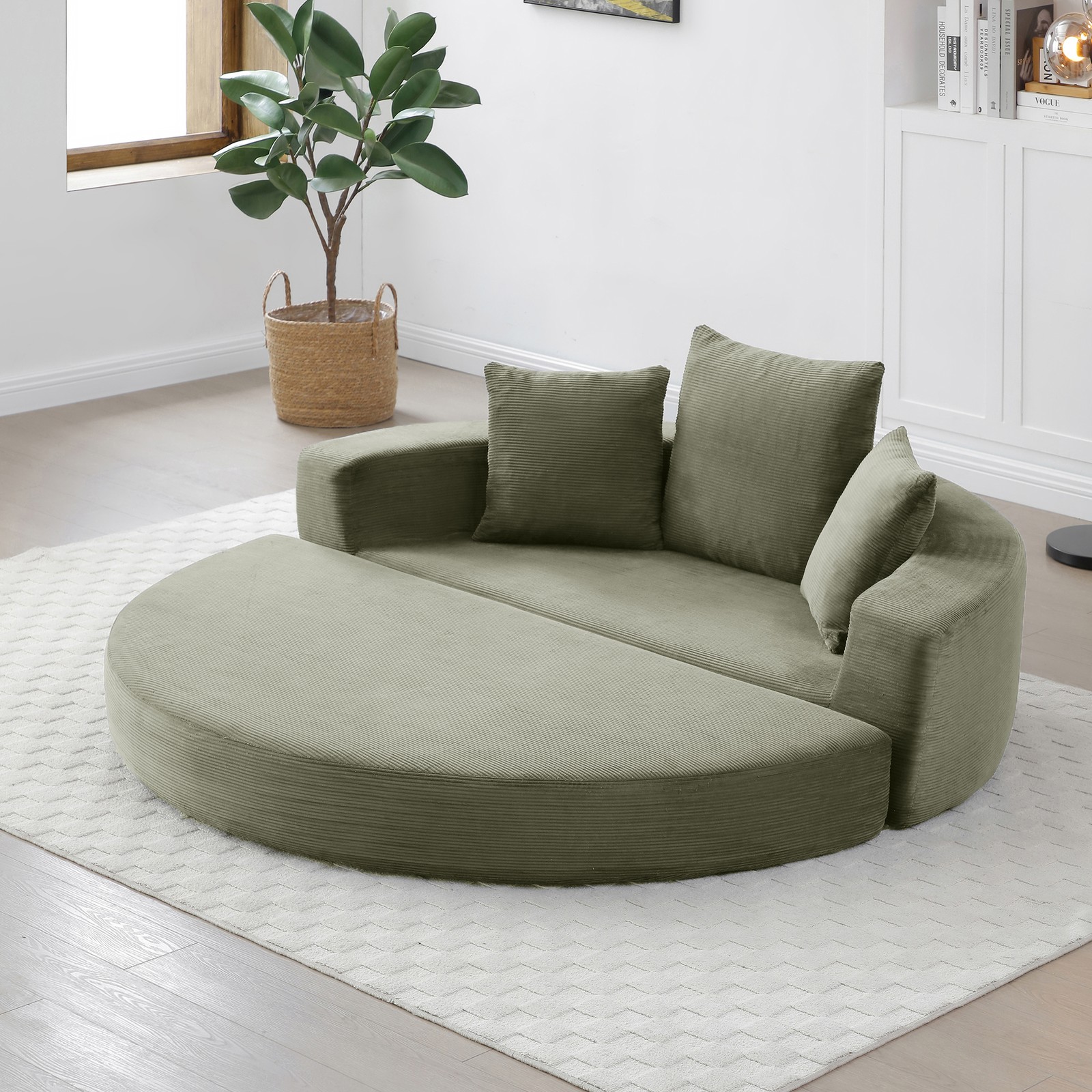 Convertible Sleeper Sofa Bed Comfy Corduroy Floor Couch Loveseat for Living Room