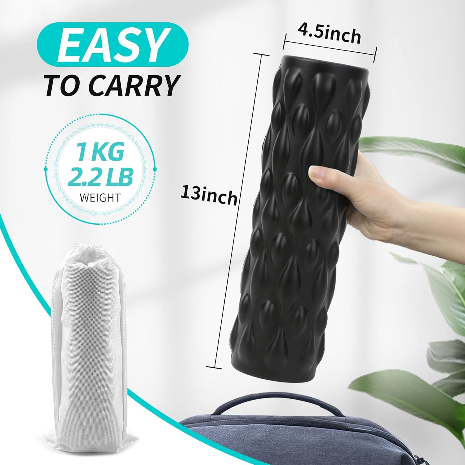 High-Density Vibrating Foam Roller Black with 4 Customizable Speeds for Deep