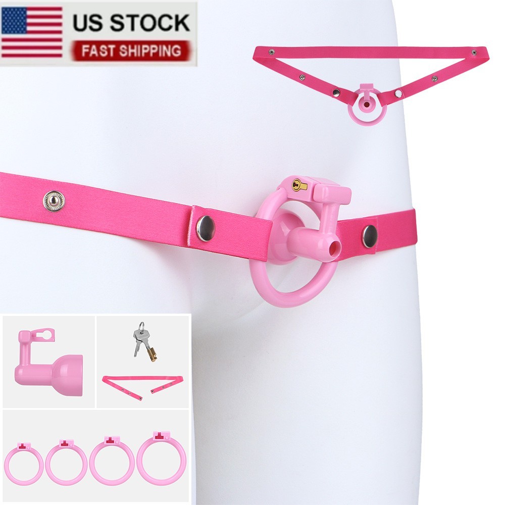 Negative Male ABS Chastity Cage Ring Lock Chastity Device With 4 Rings Belt BDSM