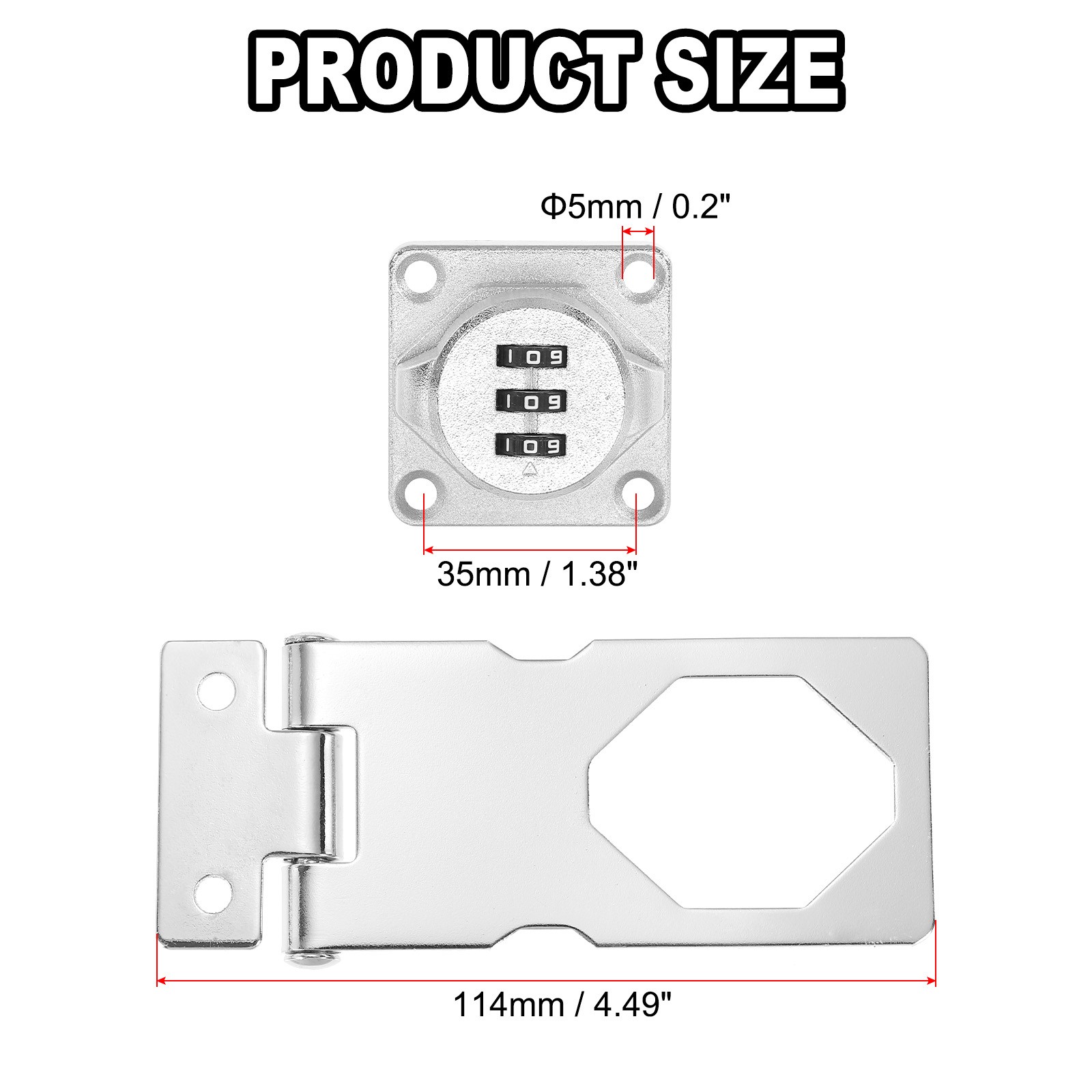 Double Hole Cabinet Combination Lock, 3 Digit Password for Cabinet, Silver