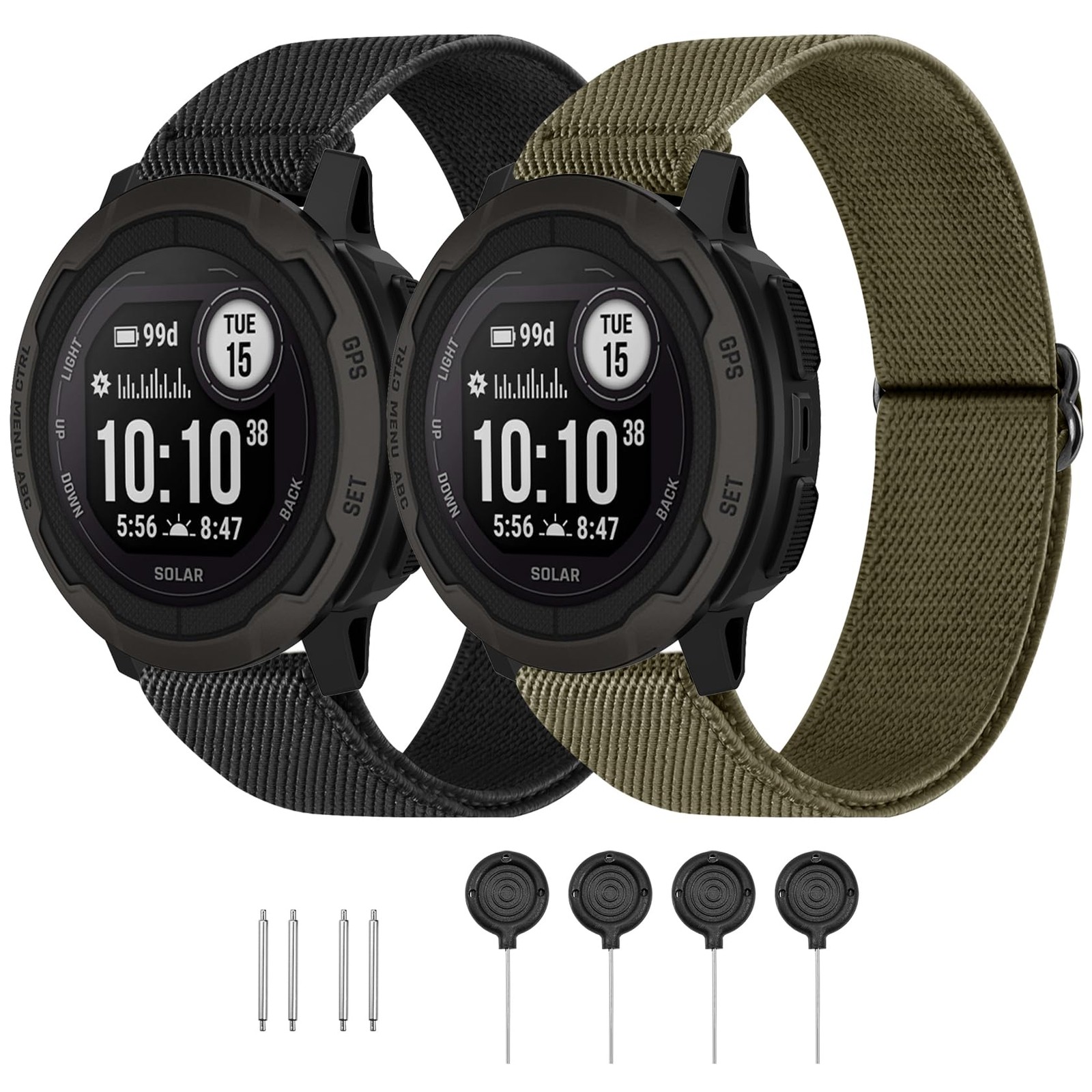 22mm Elastic Nylon Band Compatible with Garmin Instinct 1/2/3 45mm Solar,Soft...