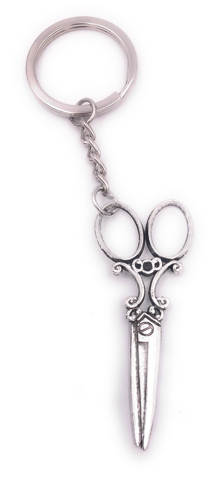 Hairdresser Scissors Keychain Pendant Silver Metal