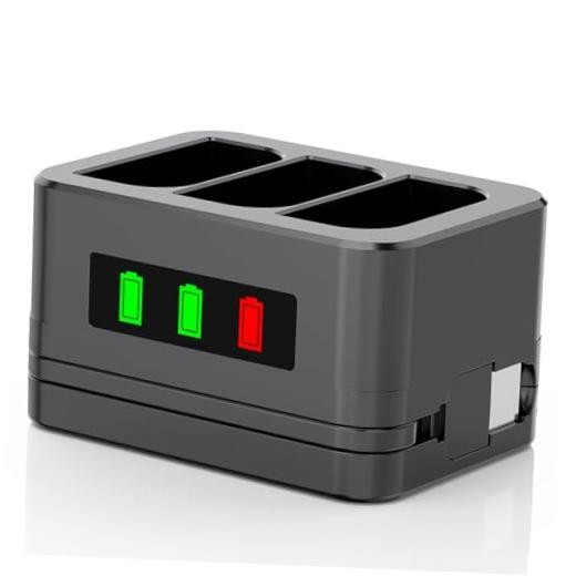 3-Slot Charger/Charging Dock, Suitable for Ring doorbells and Black-3 slots