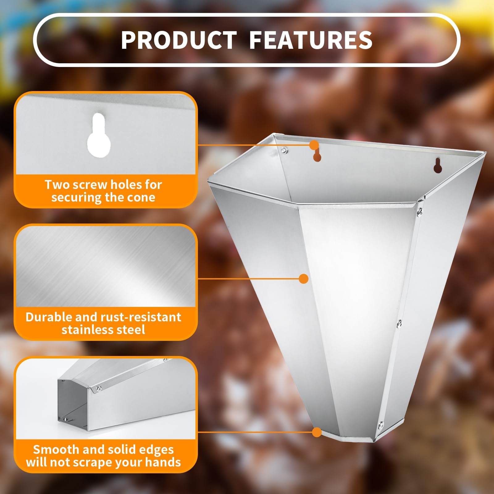 Large Chicken Cone Butchering Stainless Kill Poultry Processing 8lb Equipment