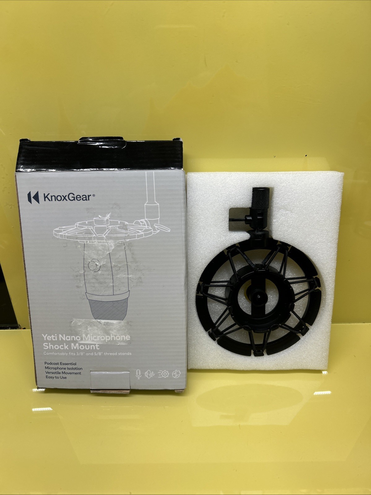 Knox Gear Blue Yeti Nano Microphone Shock Mount (Black) NEW Open Box 3/8 5/8”