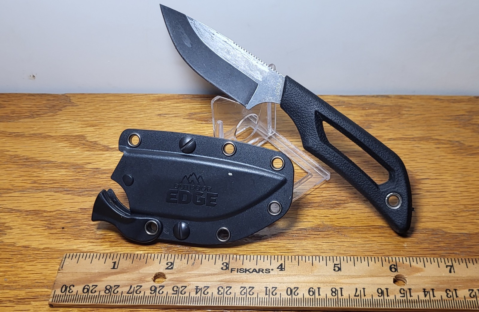 Outdoor Edge Pivot Fixed Blade Knife Plain Edge Drop Point 2.5" Blade 8Cr13Mov