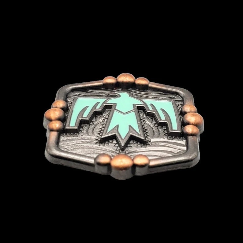 Aqua Thunderbird screwback concho 1-3/8", western apparel, horse tack