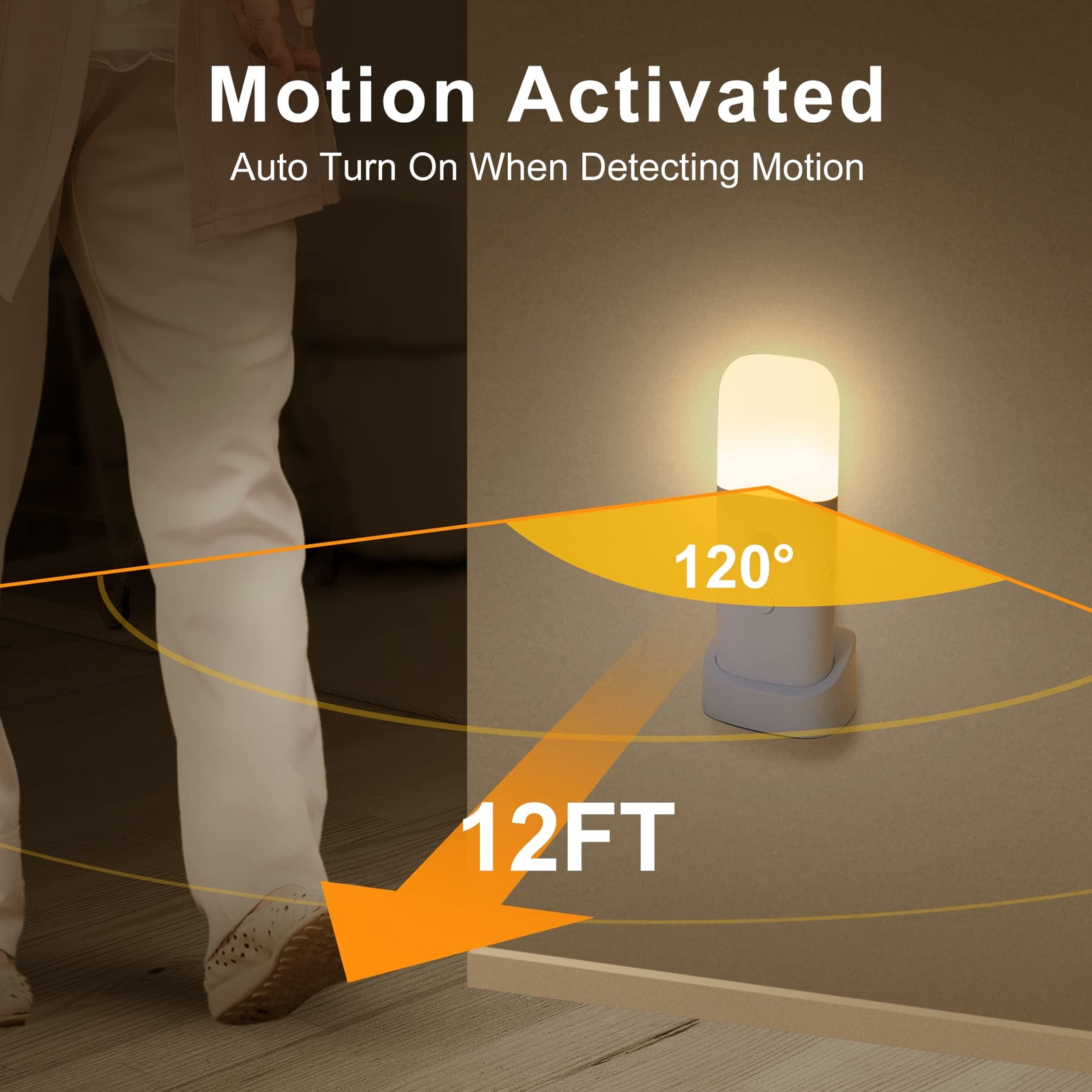 Rechargeable Motion Sensor Night Light Battery Operated nightlights Dimmable ...