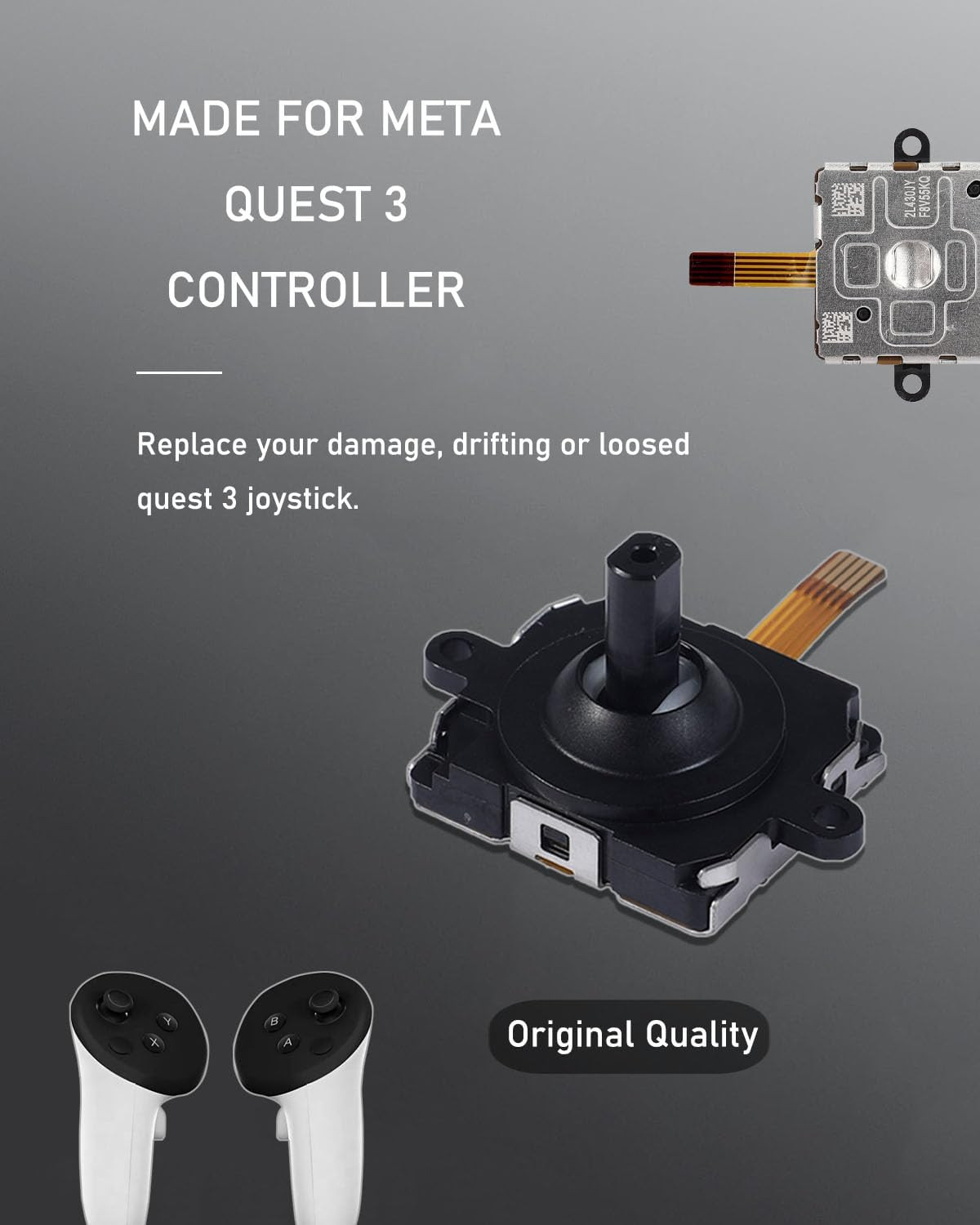 4 Pack Joystick Replacement Kit for Meta Quest 3 Controller(12 in one), Repair K