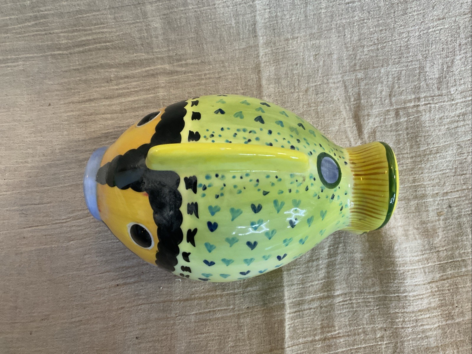 Fish Shaped Studio Nova Trinket Box. Bright & Colorful. Ceramic. Bathroom.