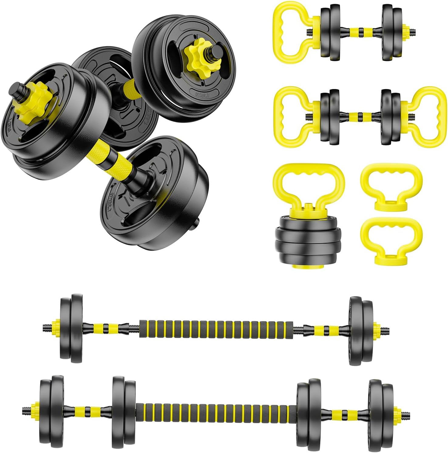 Adjustable Dumbbell Set, 10-90Lbs Free Weights with Connector – 4 in 1 Dumbbells