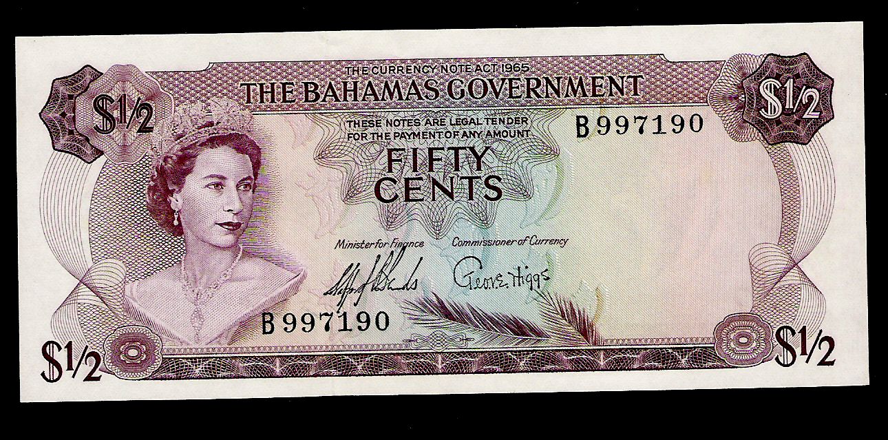 BAHAMAS - P17 - $1/2 DOLLAR - 1965 - UNC !!!