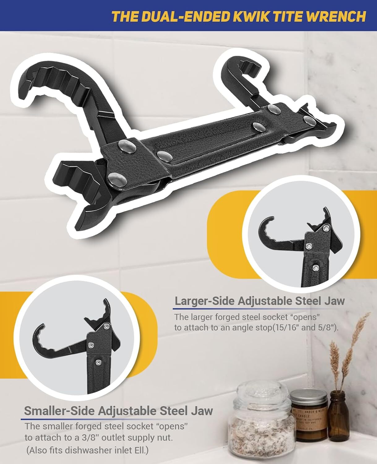 Angle-On Plumber Wrench for Installing New Compression Nuts Plumbing Tool