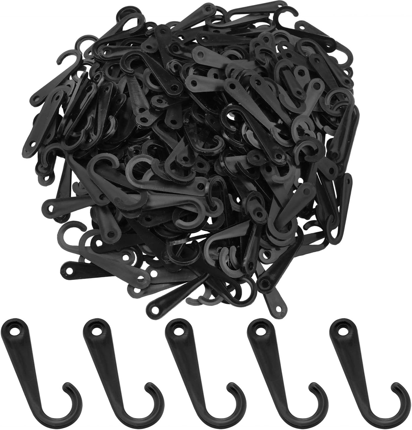Plastic J-Hook Display Hooks Black Retail Socks Clothing Hanging Tabs 500 Pack