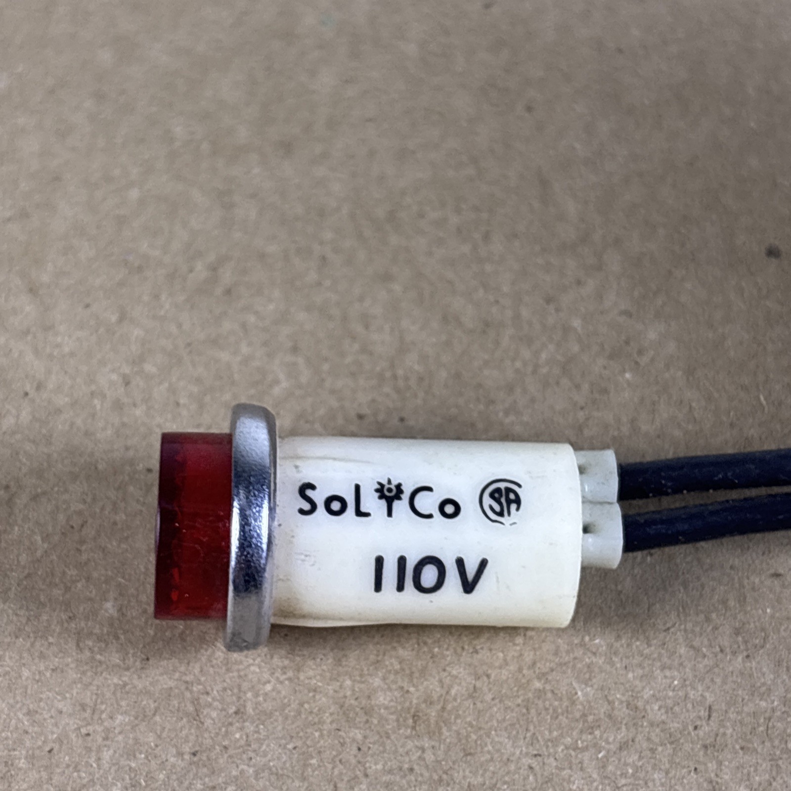 VTG NOS SOLCO 110V Red Indicator Light "BREW" Lens Panel Mount Pilot Lamp