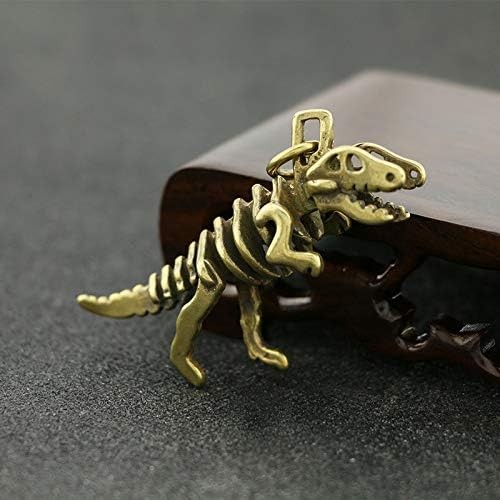 Retro brass creative dinosaur skeleton statue keychain pendant handicrafts