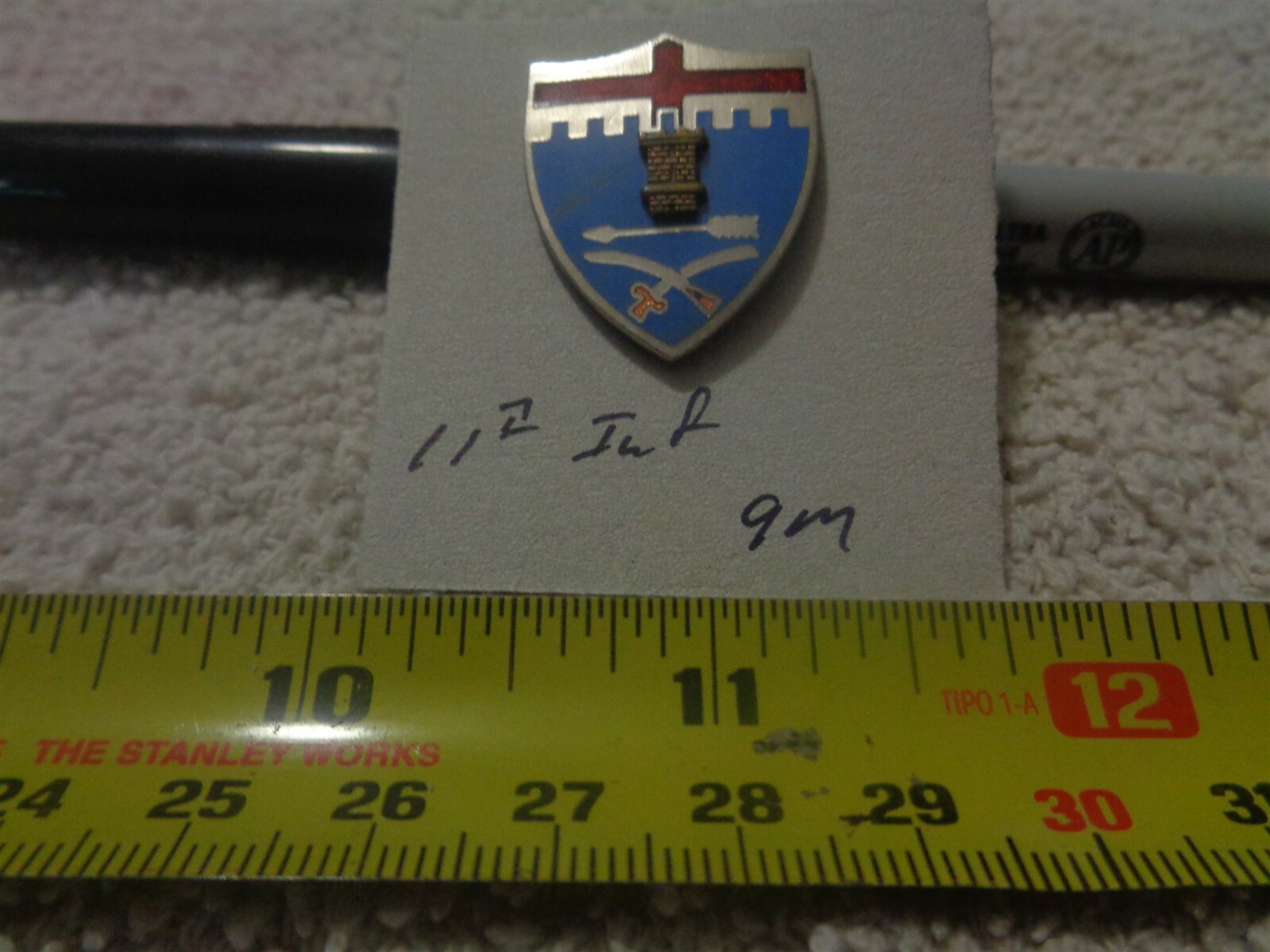 11th Infantry 9M Unit Crest, DI, DUI (DRAW#M8)