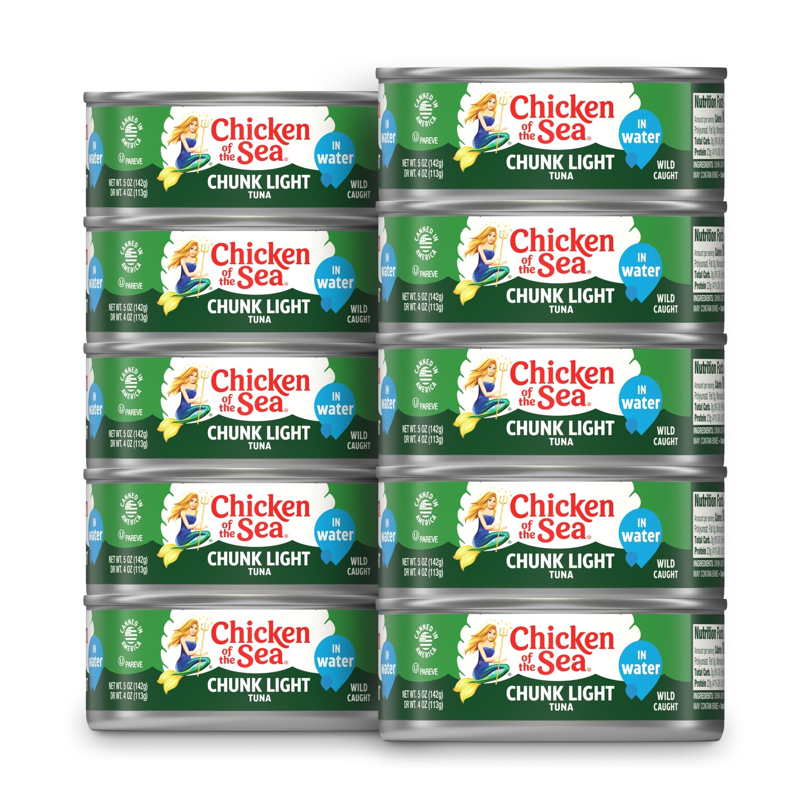 Chicken of the Sea Chunk Light Tuna in Water 5 oz. Can Pack of 10