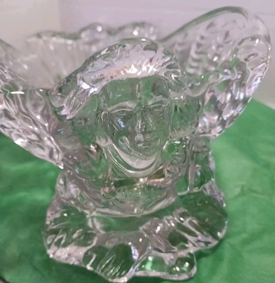 Carnevale 89 Clear Glass Dish Angel In Flight 11"L×3.25"H Decorative Candy Nuts