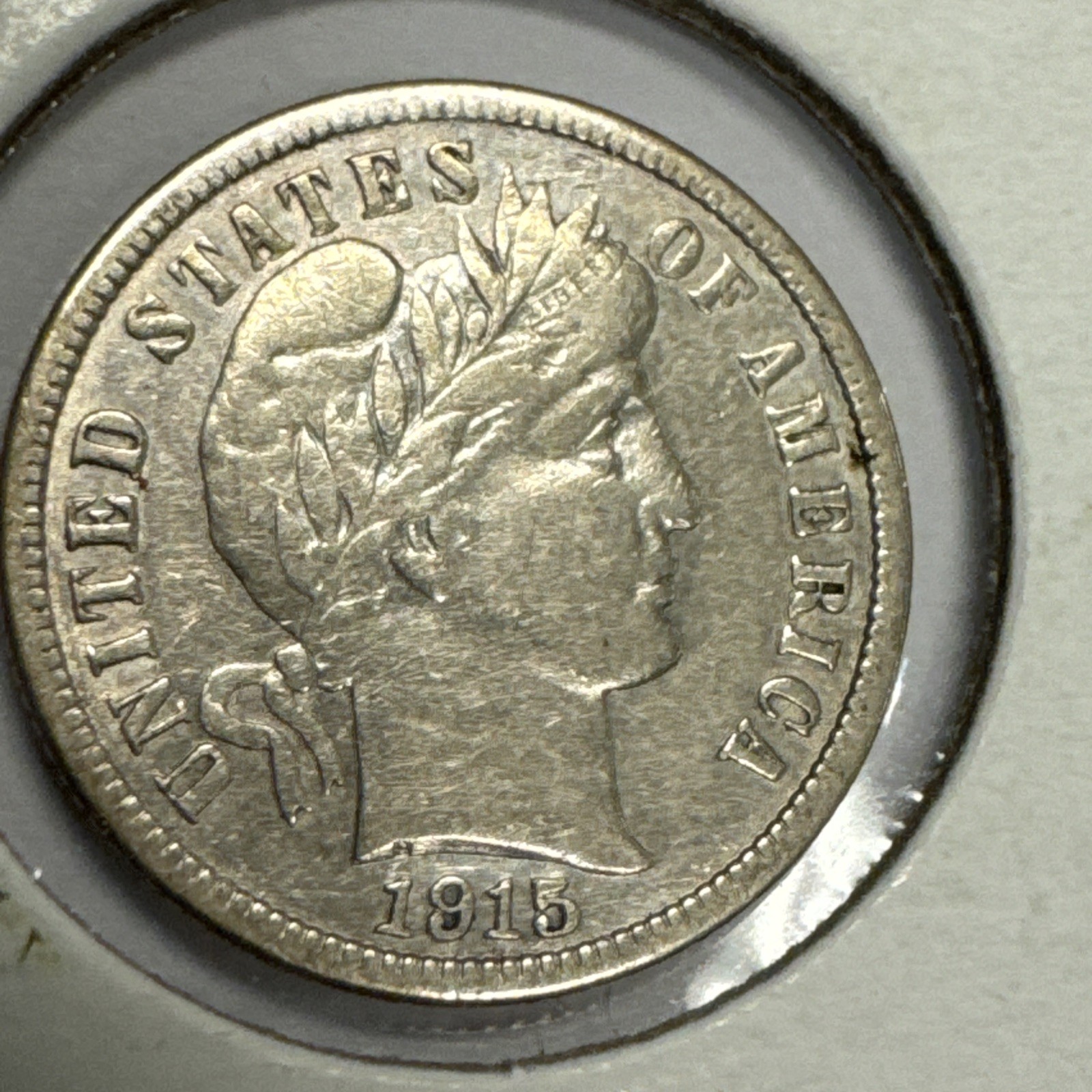 1915 Barber Silver Dime XF Details - Light Cleaning