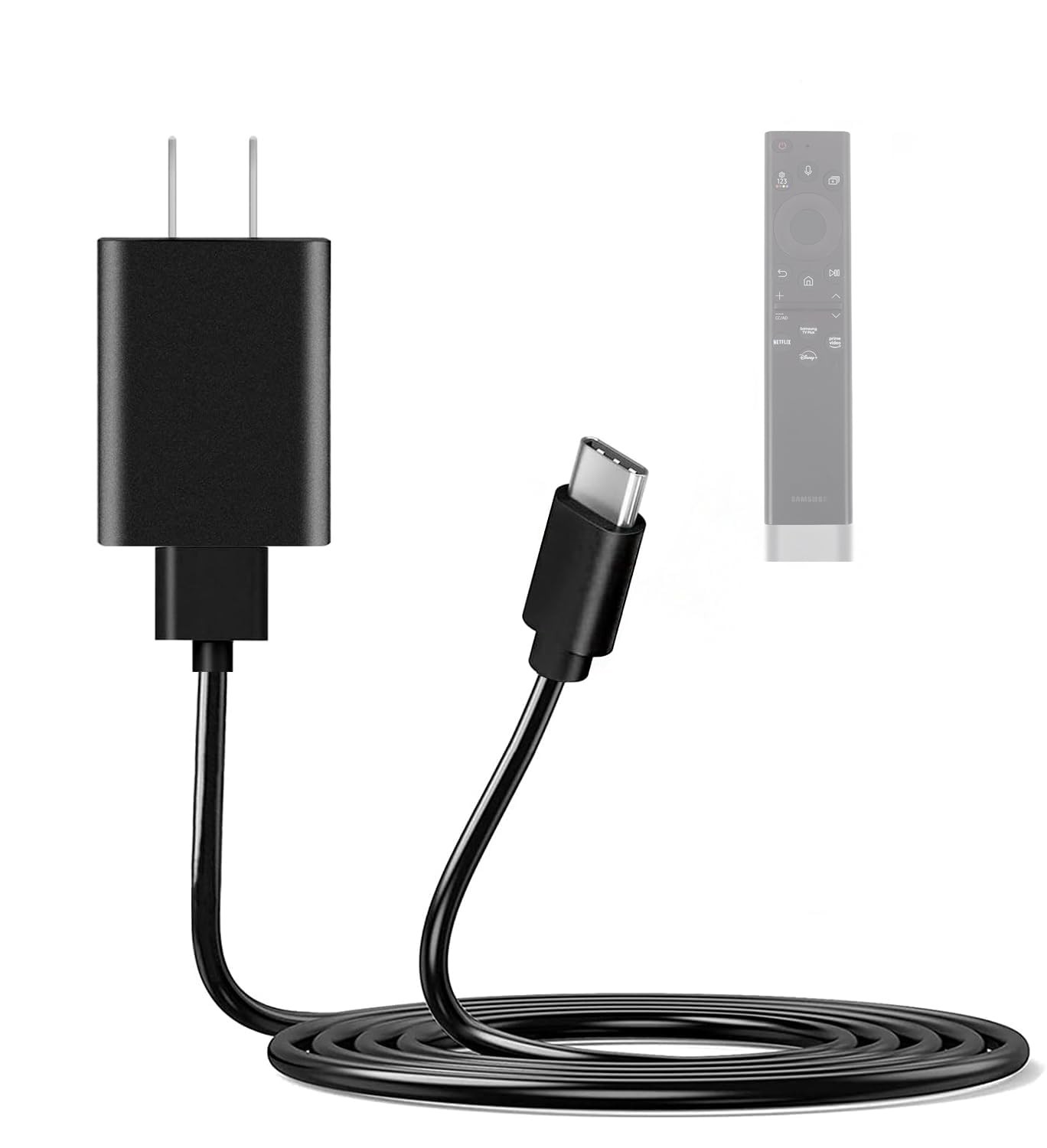 Solar Samsung TV Remote Charger Cord, Replacement Smart Control Black