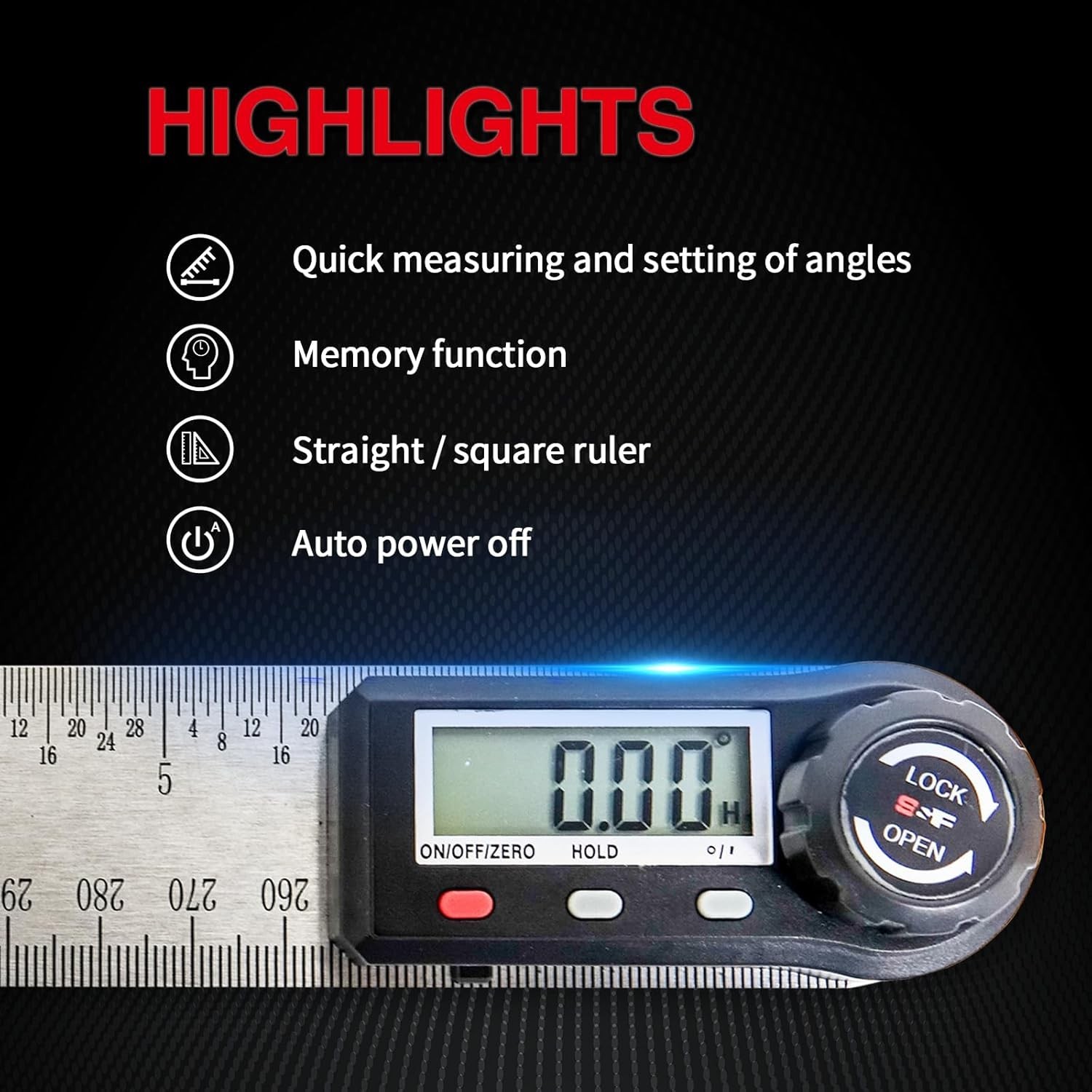Digital Angle Finder Tool - 7 Inch Stainless Steel Protractor for Precision M...