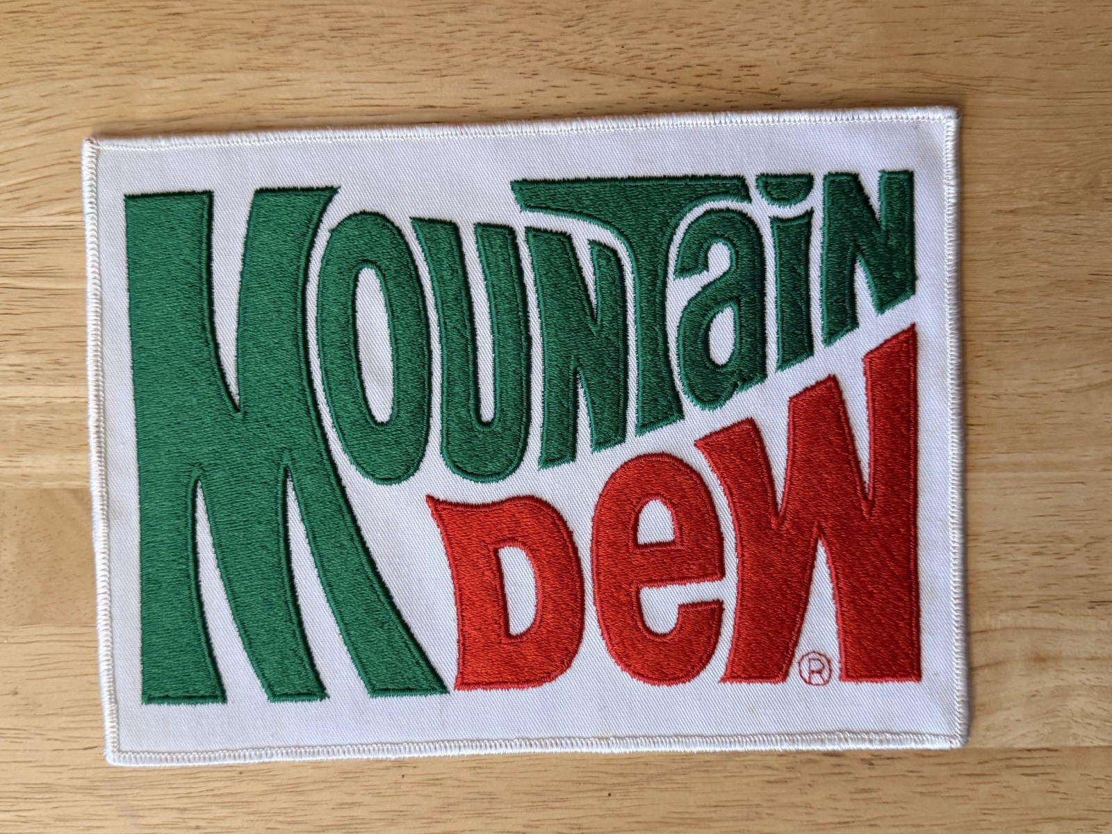 Vintage Large Embroidered Mountain Dew Patch 8 1/2" x  6 1/4" NOS