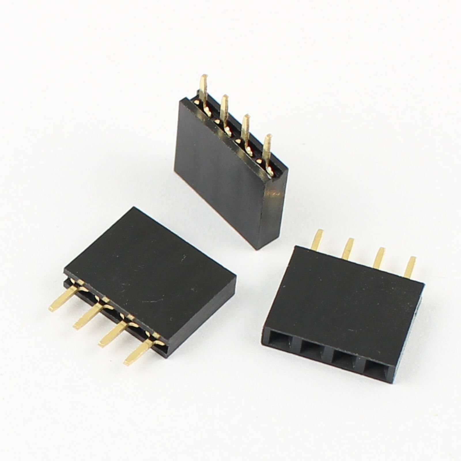 10pcs 2.54mm pitch 1x4 pin 4 pin female single row straight header strip *le