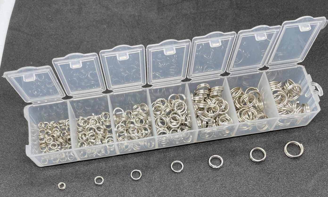 290 Piece Strong Flat Wire Split Ring Pack With Box Lure / Sea Fishing - Craft