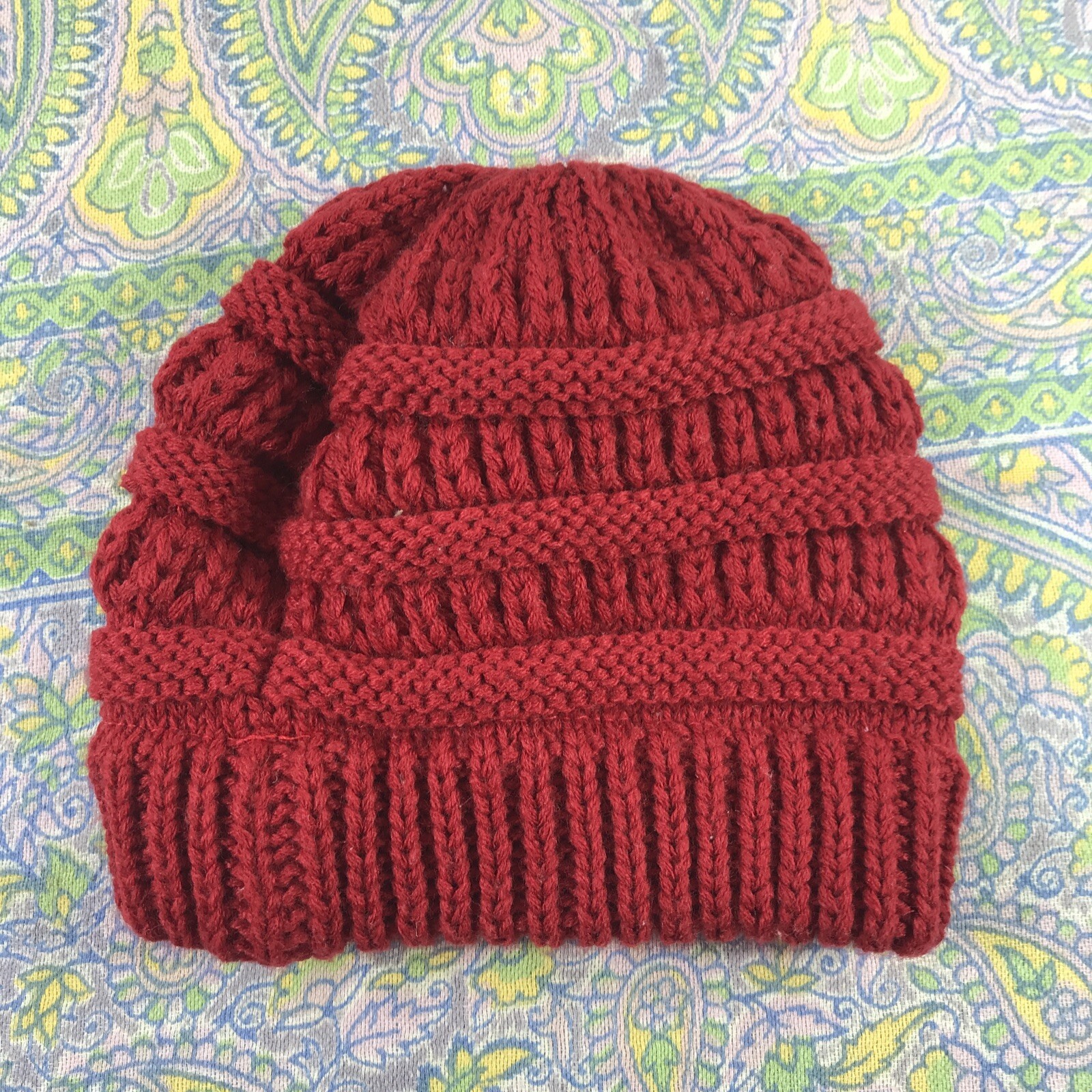 Red CC Kids Beanie Boys Girls Children Knit