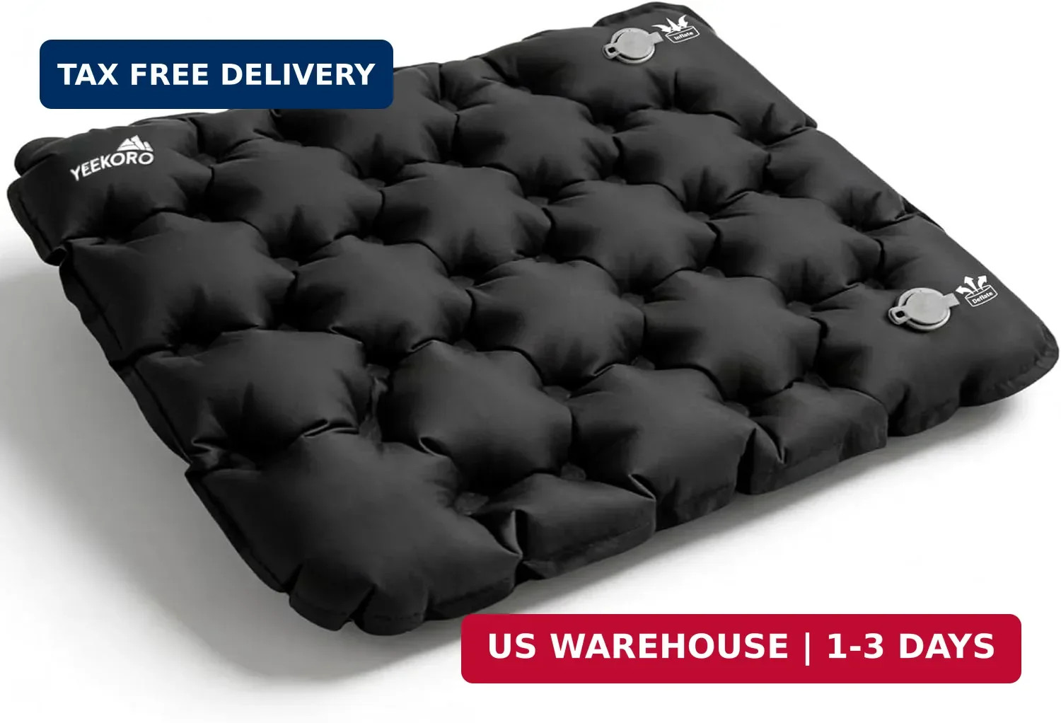 Inflatable Seat Cushion, Lightweight Camping Air Sitting Pad with Repair Cloths,