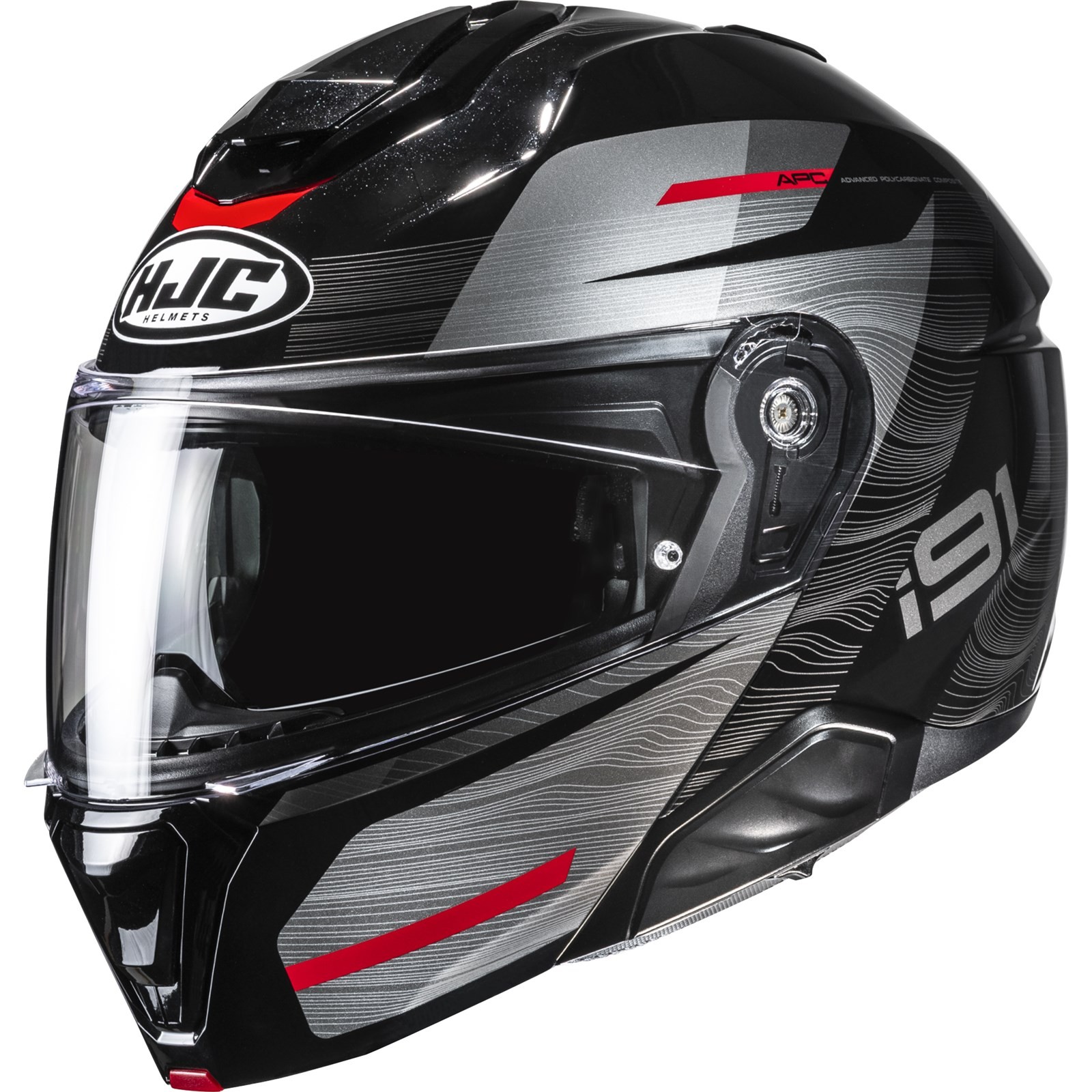 Motorcycle Helmet XL - HJC i91 Dusk - Touring Flip Up Helmet Black Red