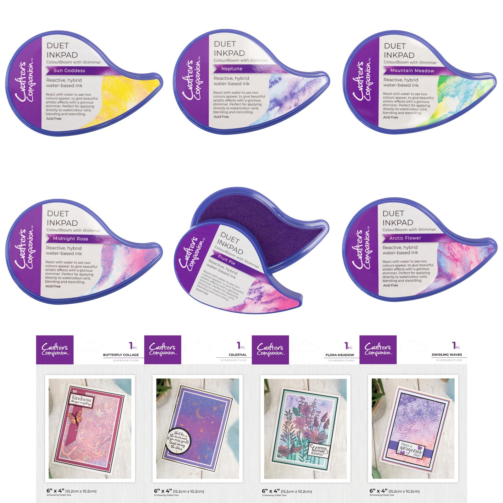 Crafters Companion Duet ColourBloom with Shimmer or 6" x 4" 3D Embossing Folde