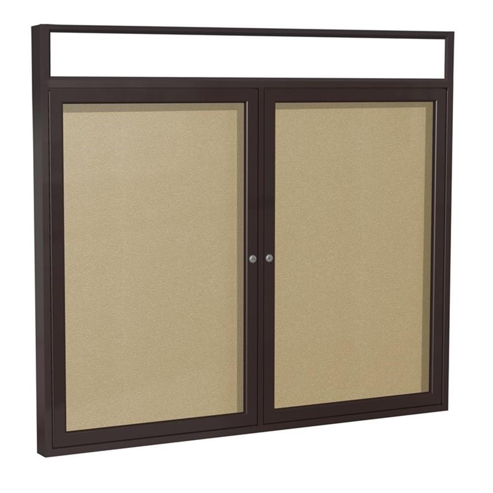 Ghent's Vinyl 48" x 60" 2 Door Enclosed Bulletin Board in Caramel