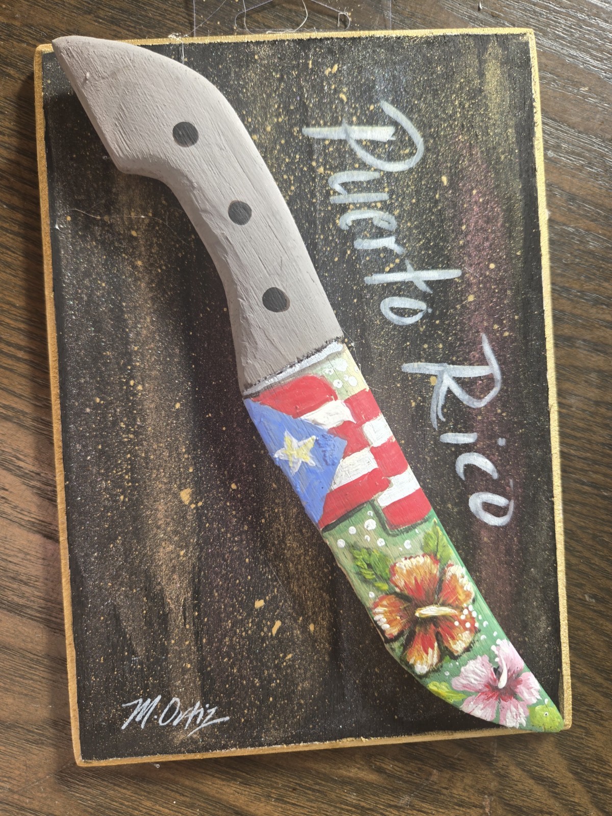 Puerto Rico- Machete- carving  and painted on wood.  ORIGINAL by M Ortiz